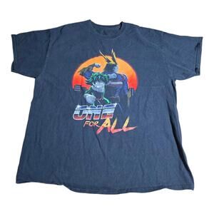 Vintage My Hero Academia One For All Anime T-Shirt Large Black All Might Deku